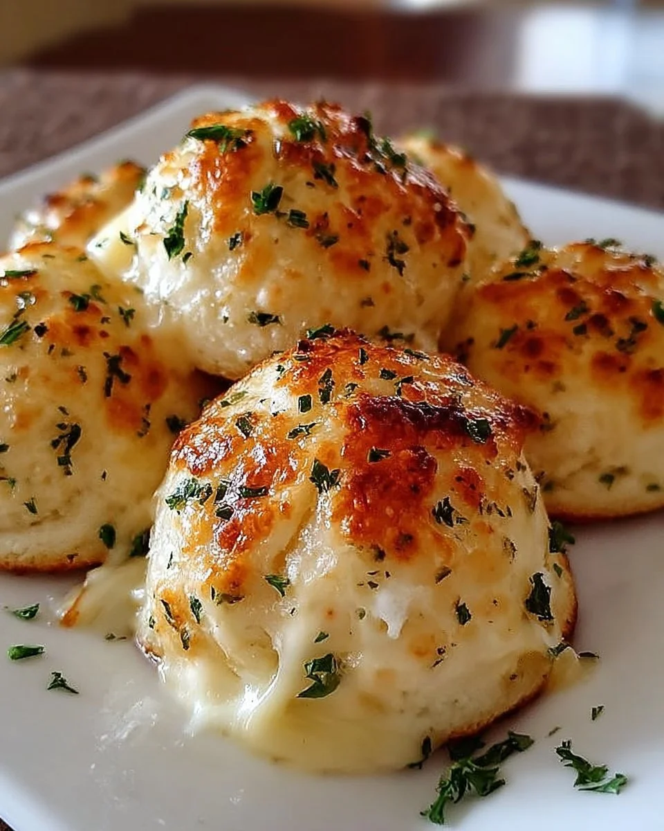 Cheesy garlic butter bombs with gooey cheese and rich garlic butter sauce