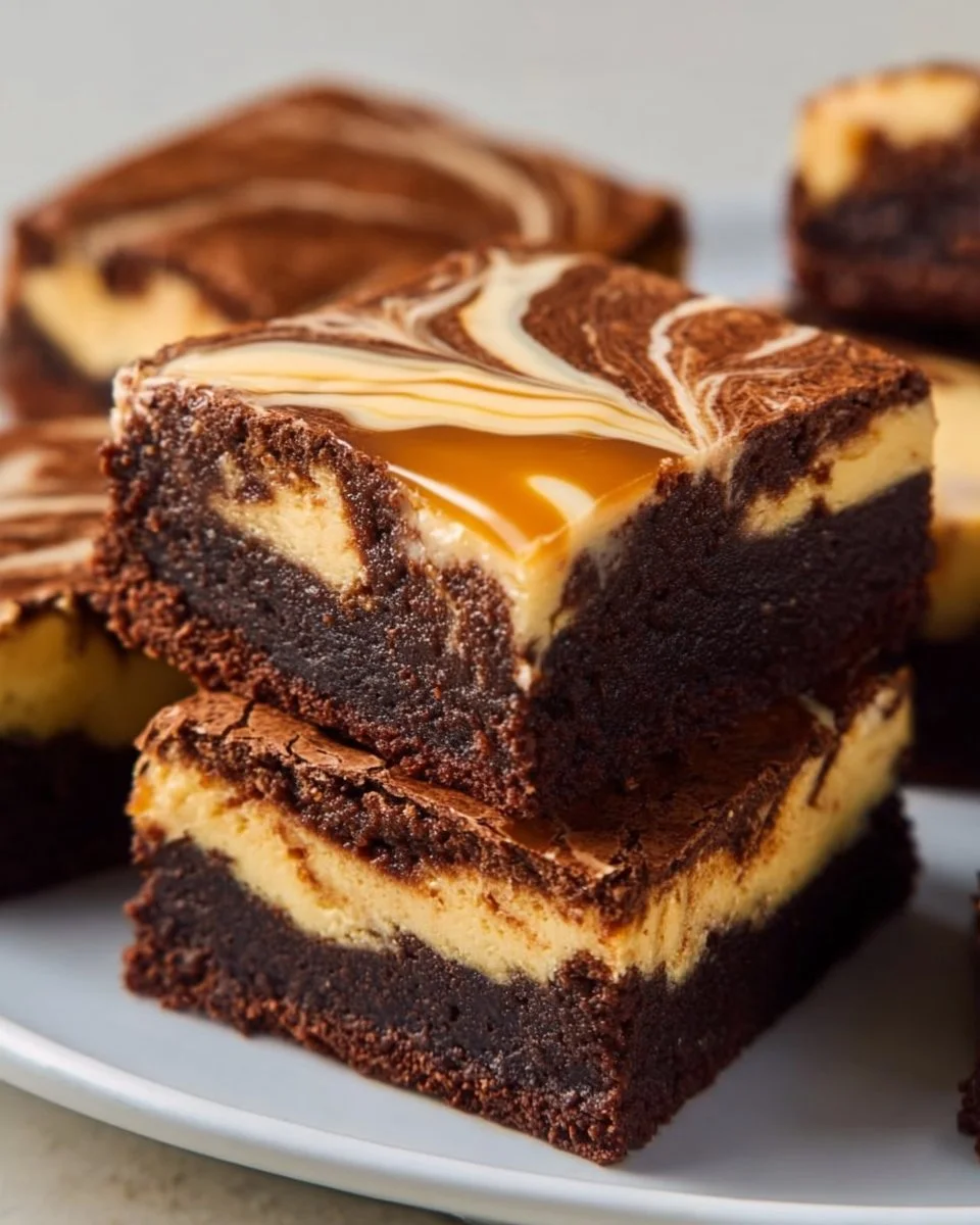 Delicious coffee caramel brownies with a rich coffee flavor and caramel topping