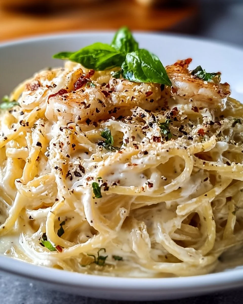 Cream cheese spaghetti dish with a rich, creamy sauce and fresh herbs