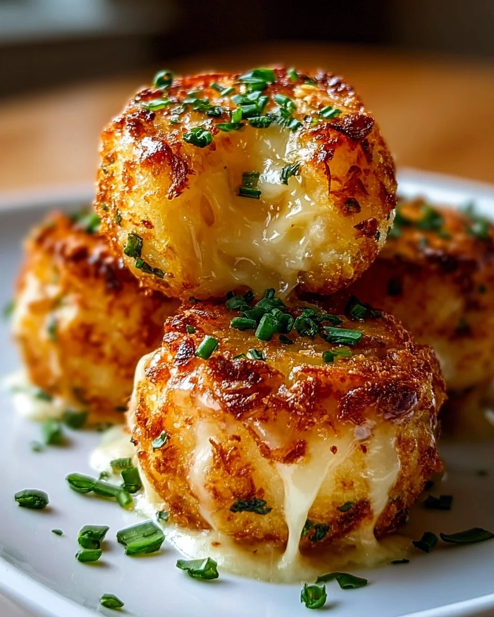 Crispy cheesy mashed potato bites served on a plate