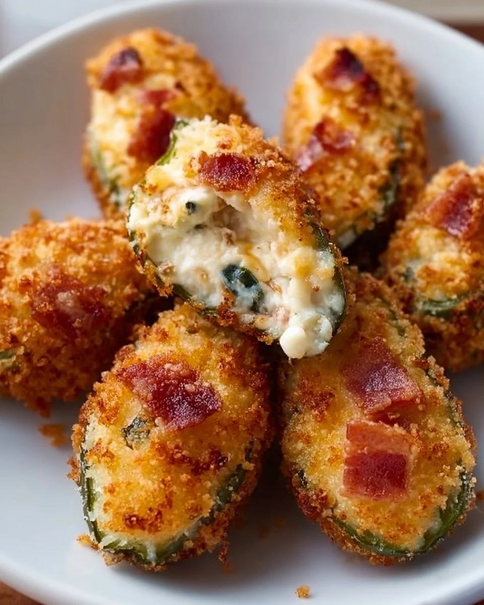 Baked jalapeño poppers filled with cheese and herbs on a baking tray.