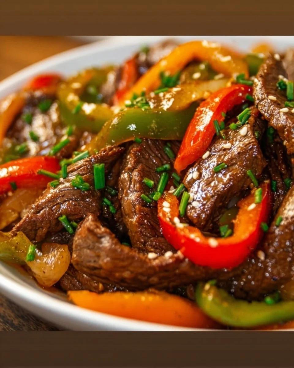 Keto Beef Pepper Steak dish served with peppers and spices