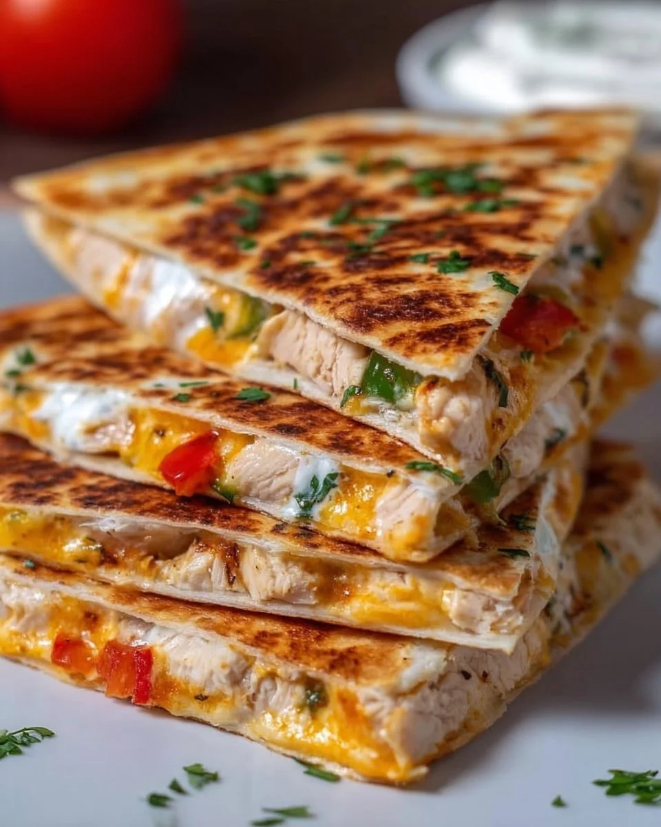 Delicious Keto Chicken Quesadilla served on a plate with fresh toppings.