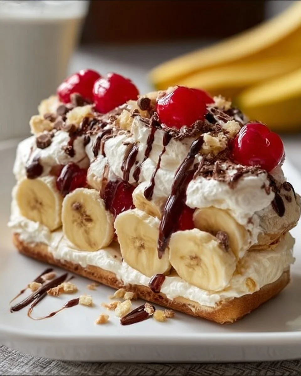 Delicious banana dessert recipes including banana splits and baked bananas.