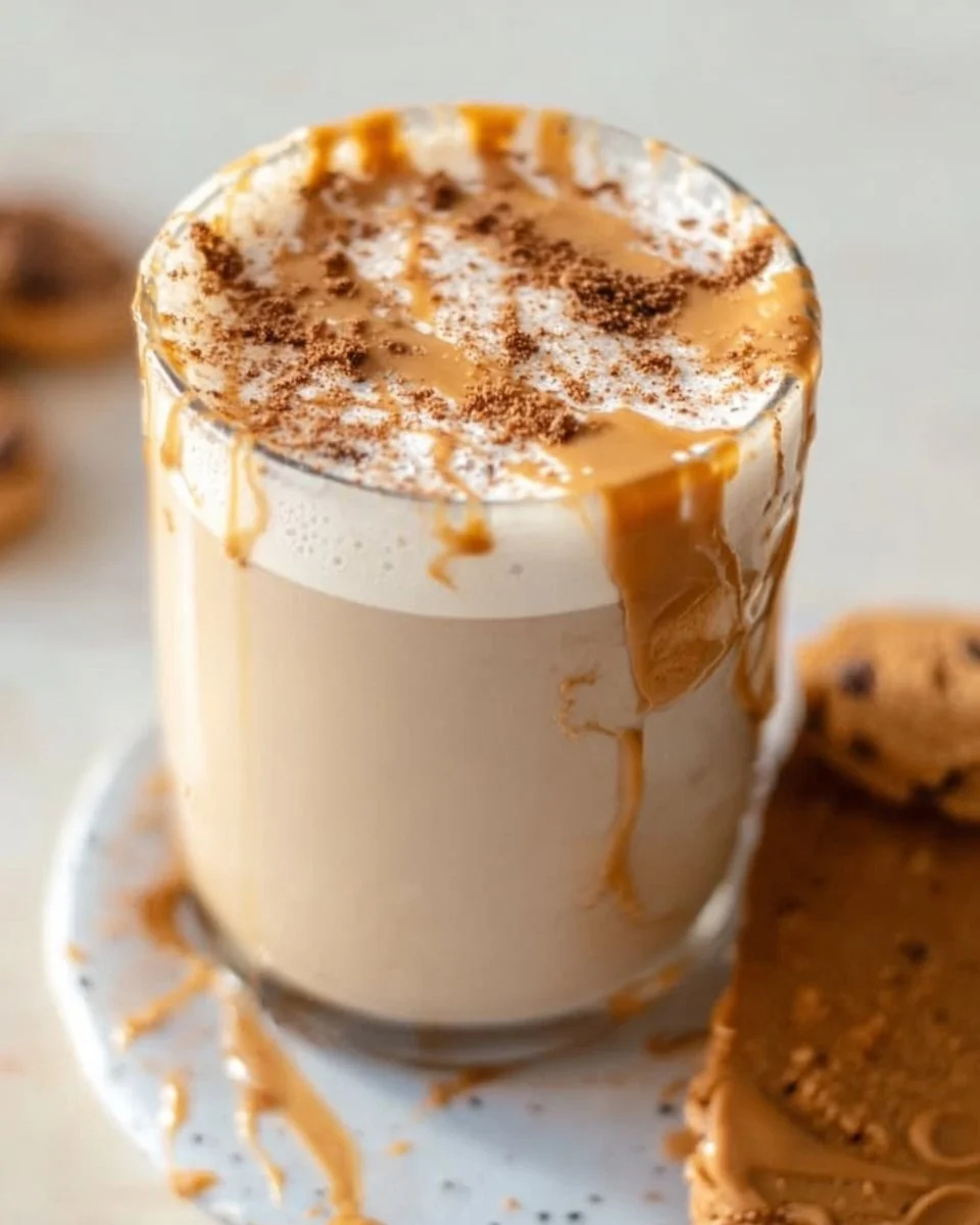 Delicious Cookie Butter Latte topped with whipped cream and cookie crumble