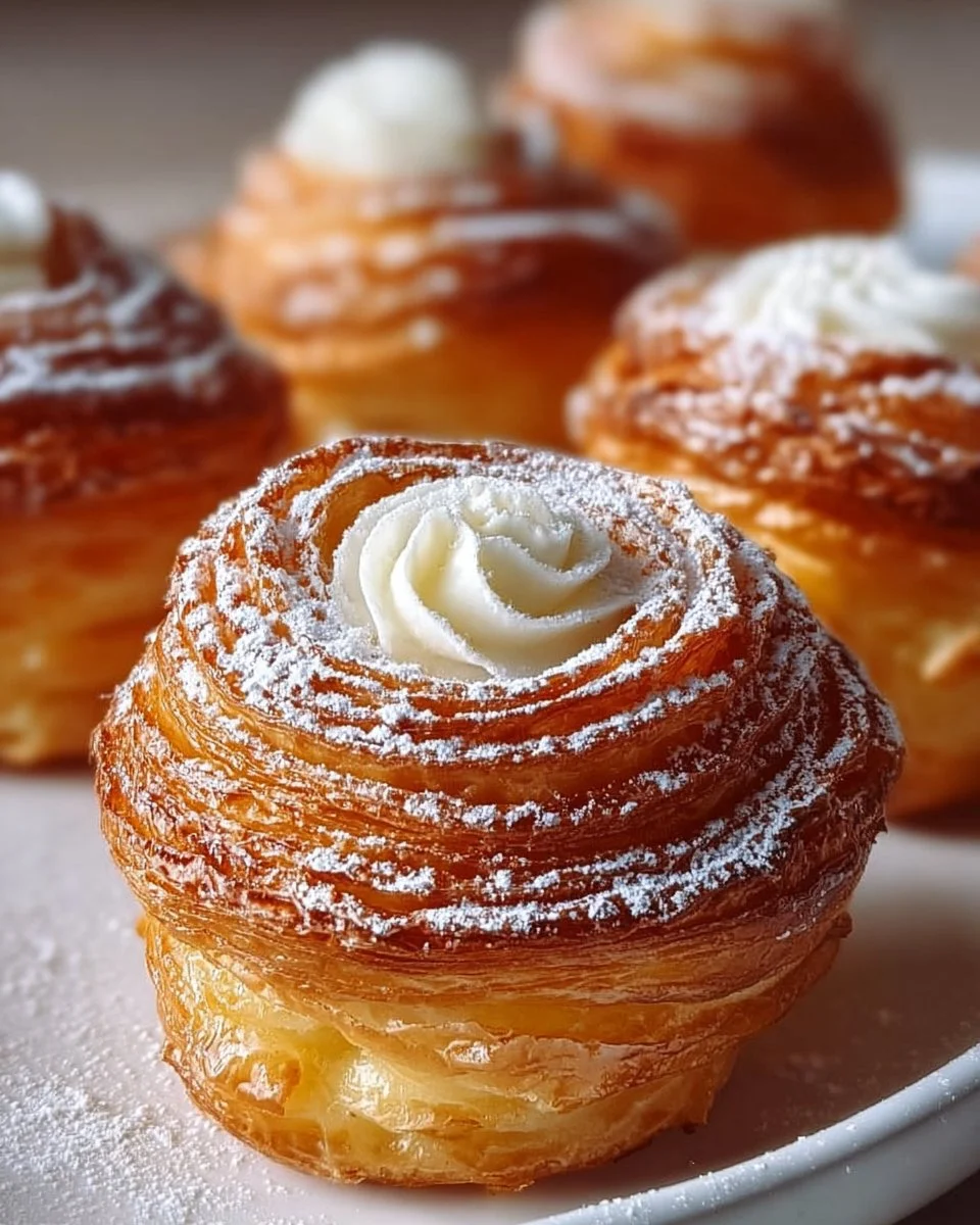 Freshly baked cruffins showcasing flaky layers and delicious filling