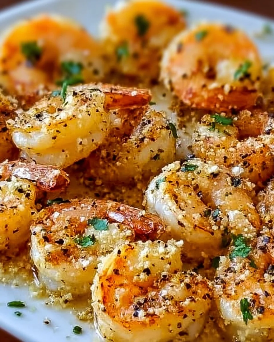 Delicious Garlic Parmesan Baked Shrimp served in a bowl