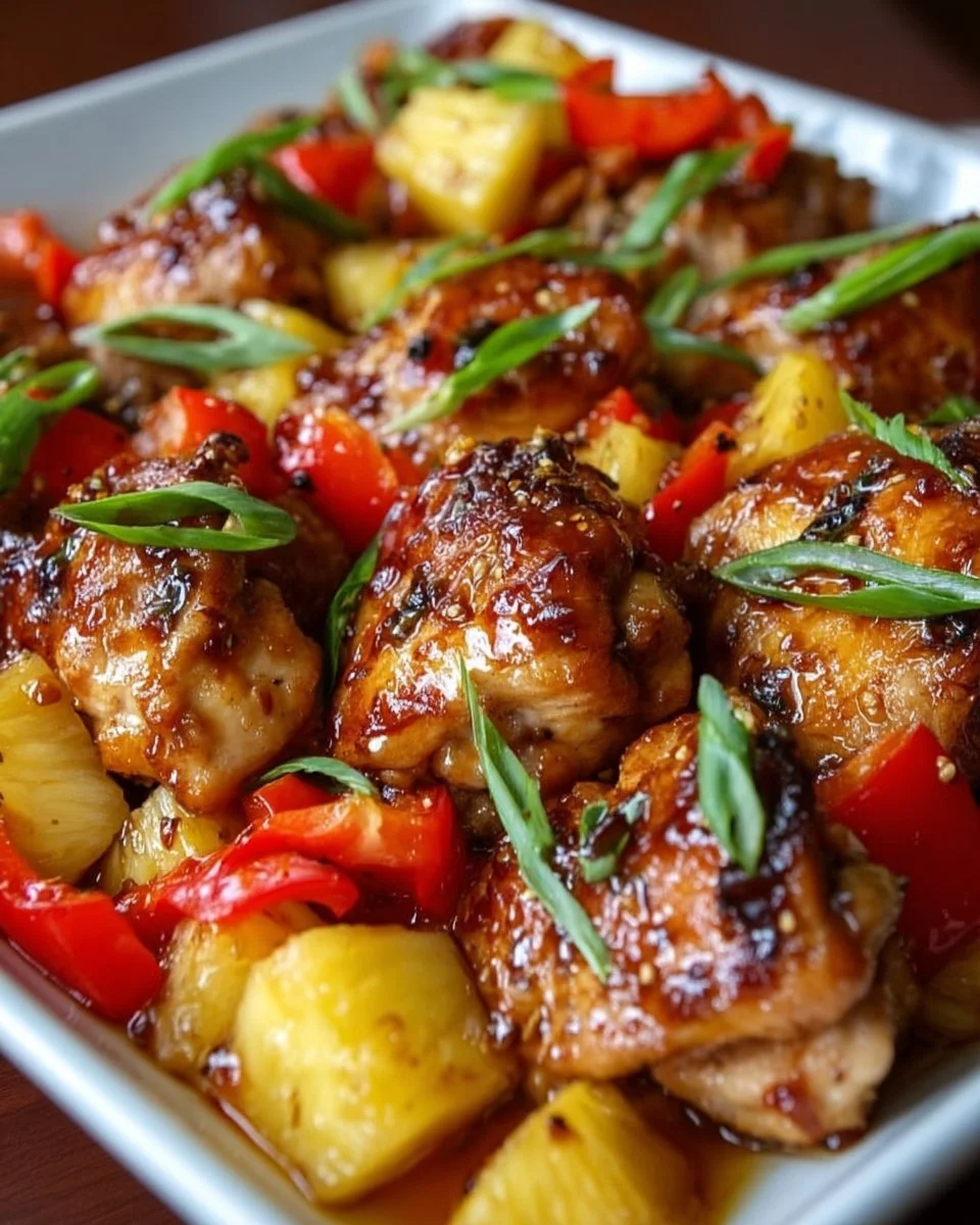 Delicious Hawaiian Chicken Sheet Pan with vibrant veggies and tropical flavors.