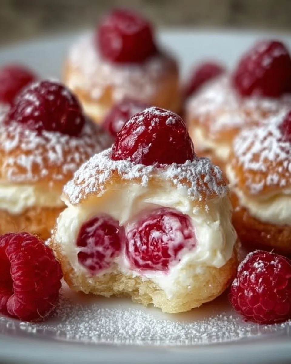 Delicious Raspberry Cream Cheese Bites on a platter for a sweet treat.