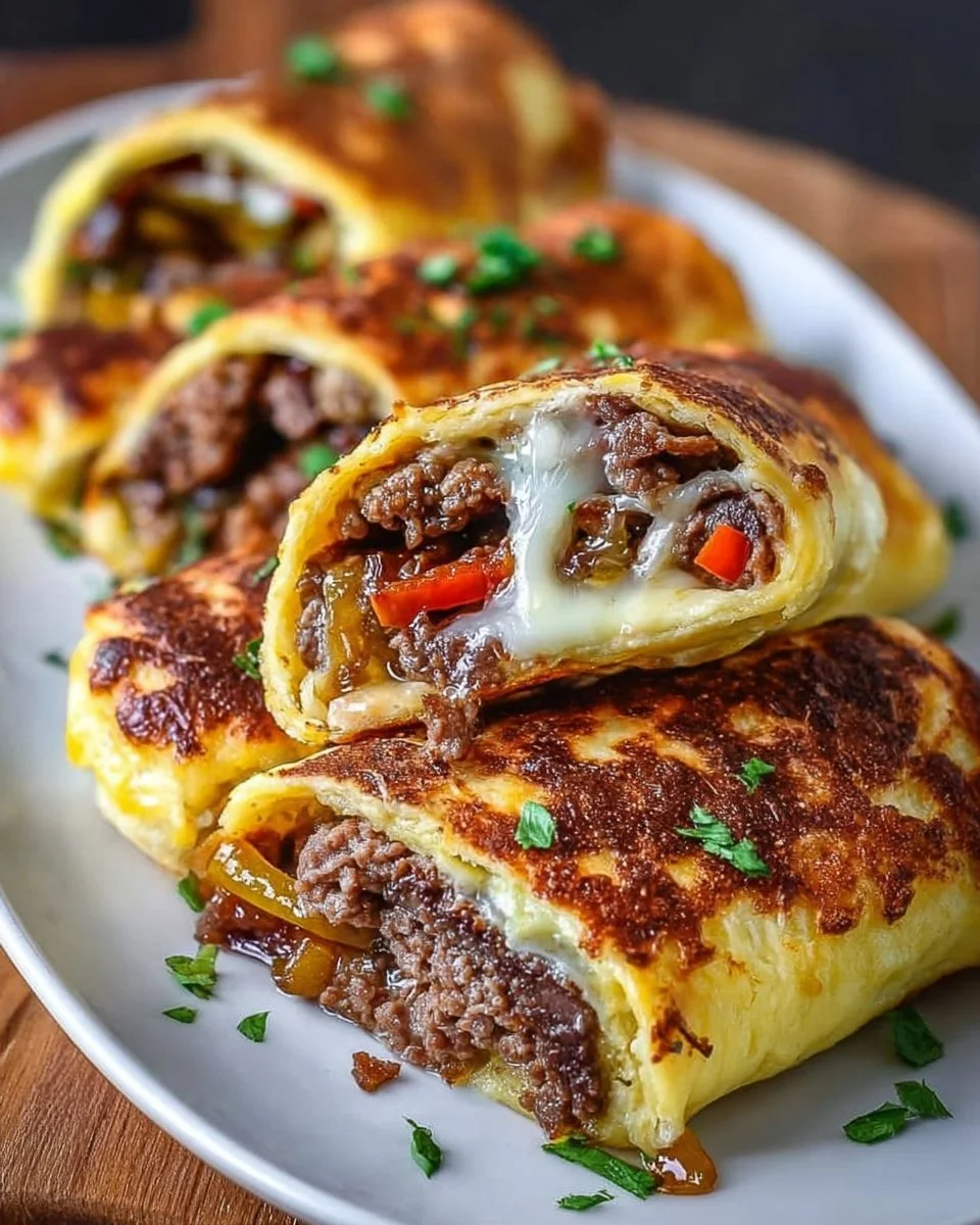 Ultimate Keto Philly Cheesesteak Rolls with cheese and low-carb ingredients