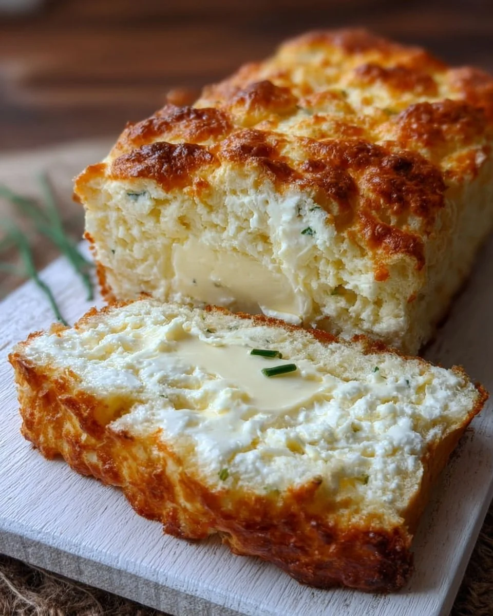 Delicious homemade 2-Ingredient Cottage Cheese Bread fresh out of the oven.