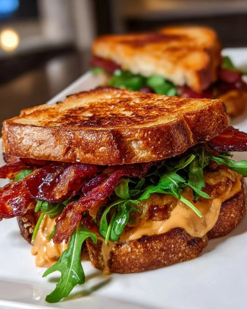 Delicious bacon sandwich with crispy bacon and fresh ingredients