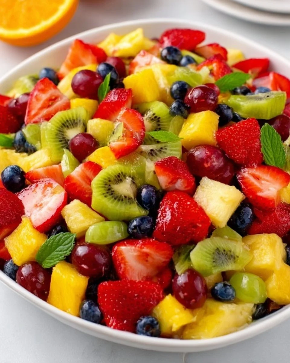 A vibrant bowl of the best fruit salad with assorted fresh fruits