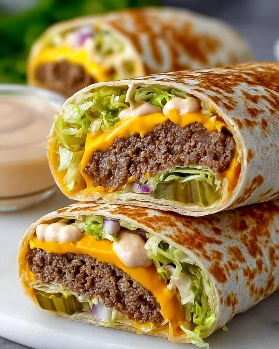 Delicious Big Mac Wraps served on a plate with fresh ingredients