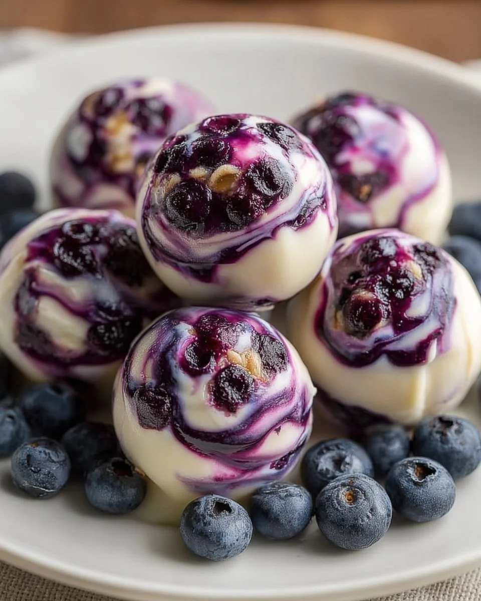 Blueberry Greek Yogurt Bites - healthy yogurt snack with blueberries