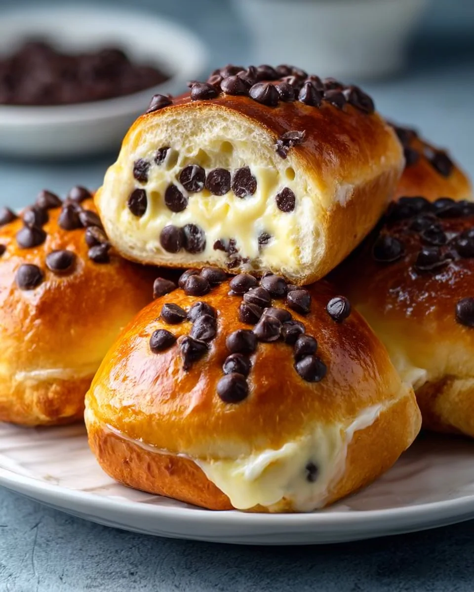 Chocolate Chip Vanilla Custard Brioche fresh out of the oven