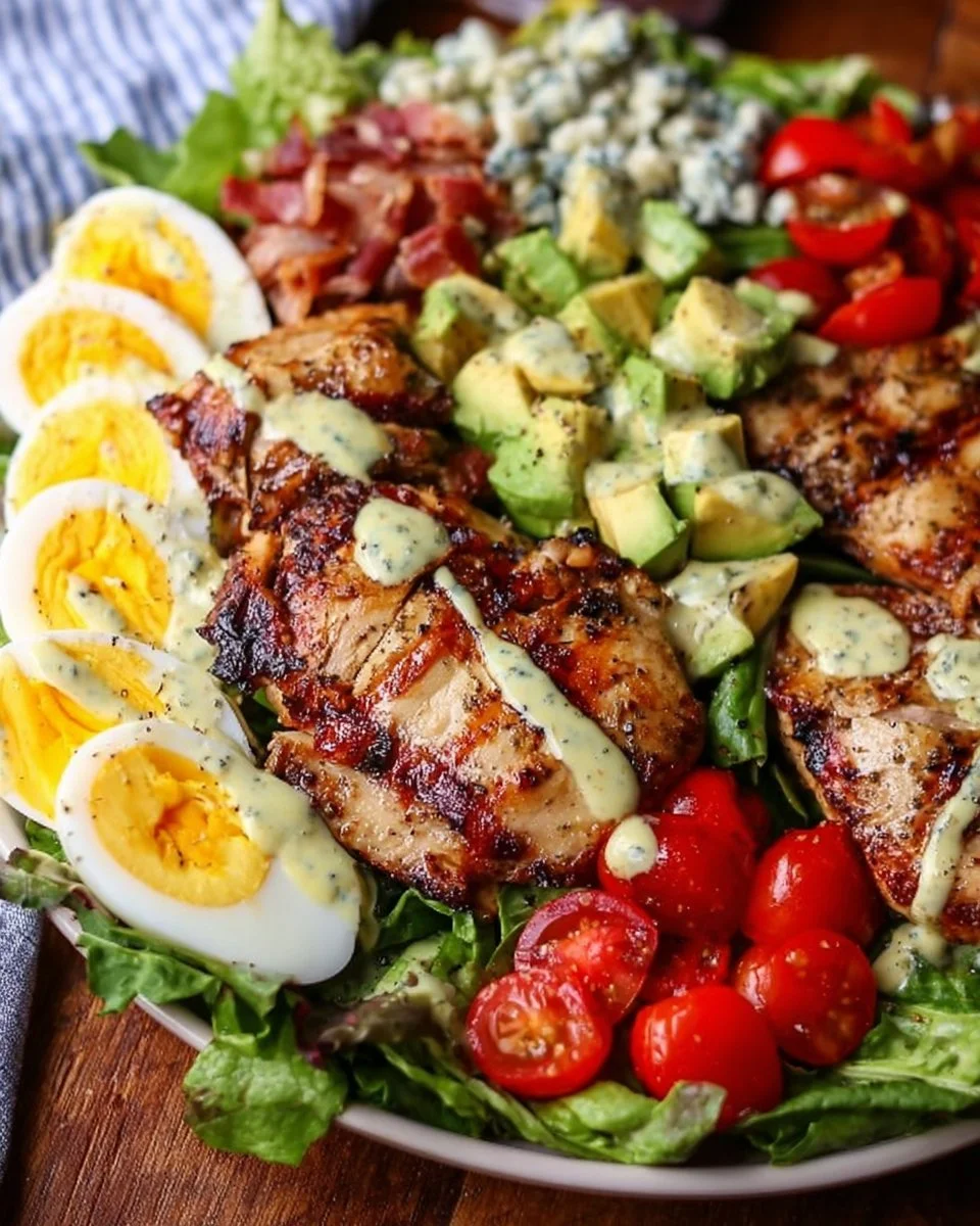 Cobb Salad with Grilled Chicken featuring fresh vegetables and toppings