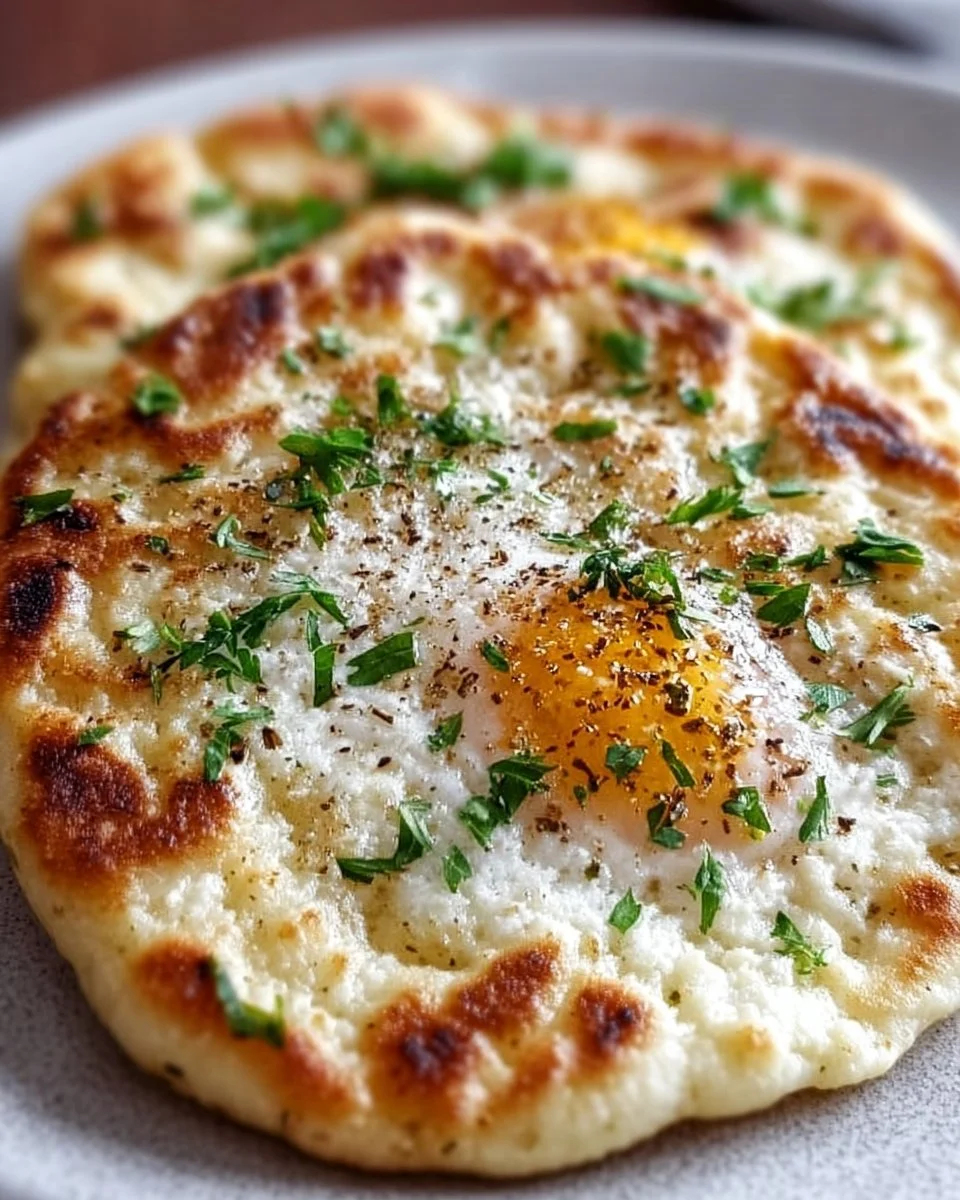 Homemade Cottage Cheese Flatbread served with fresh toppings