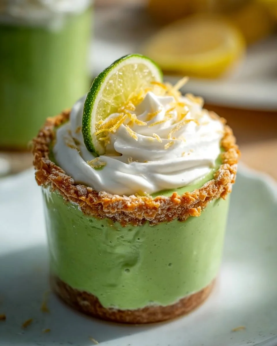 Delicious creamy coconut key lime pie smoothie in a glass