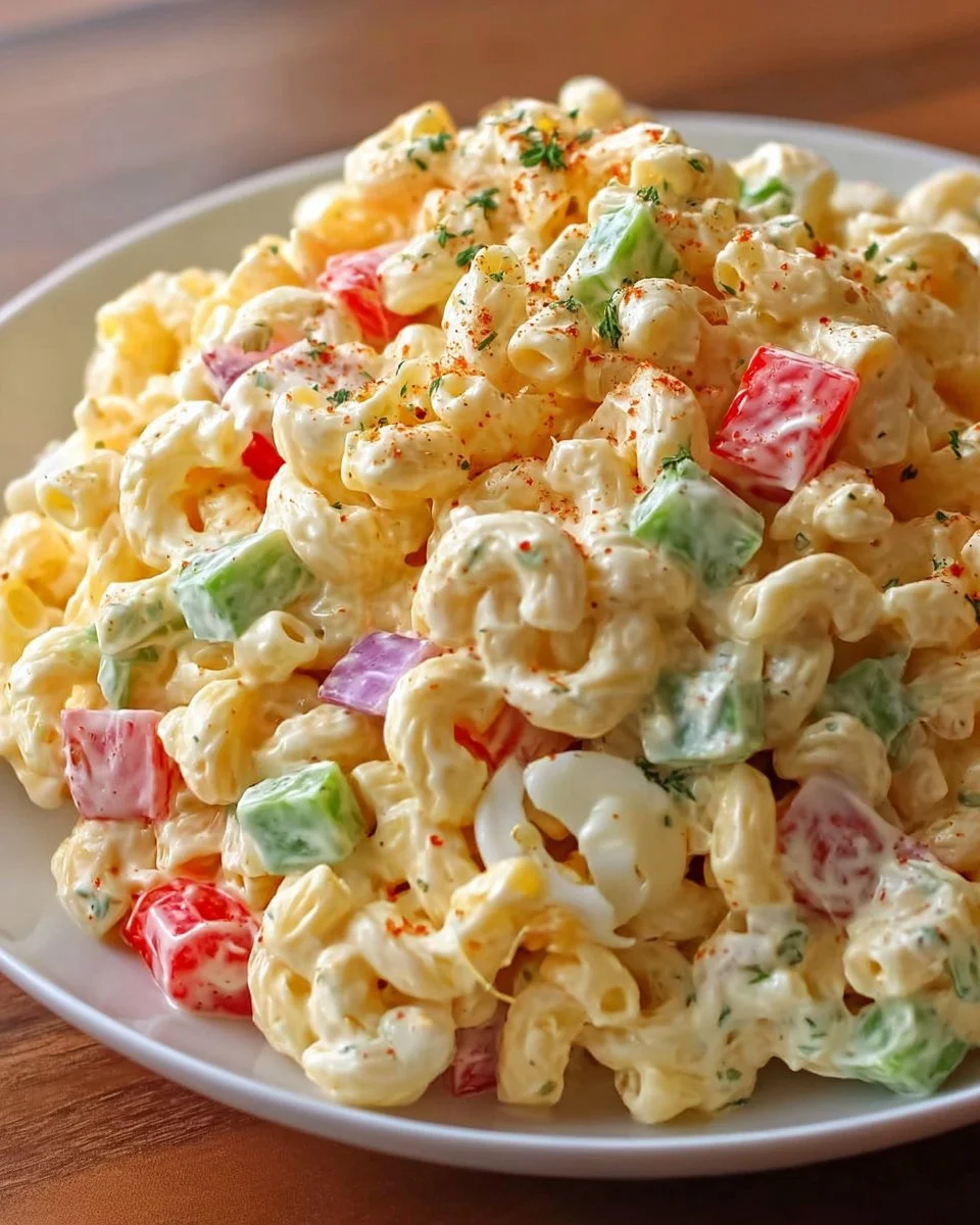 Dolly Parton's delicious macaroni salad served in a bowl