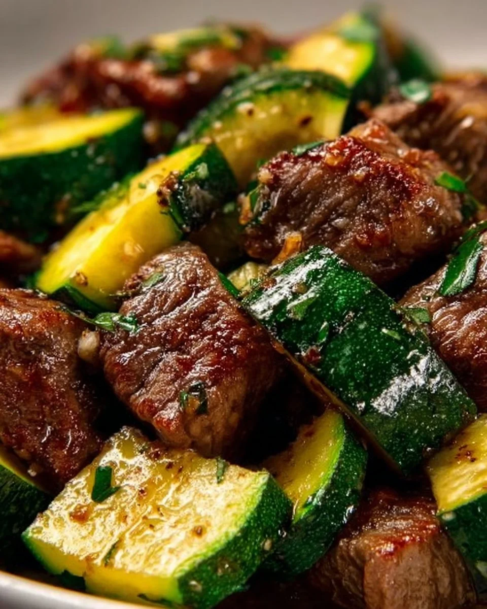 Delicious garlic butter steak bites served on a plate, ready to enjoy.