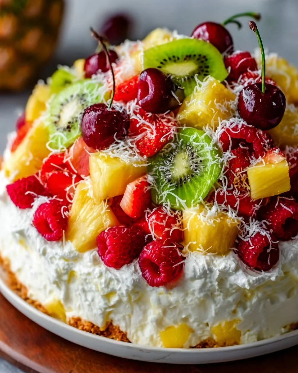 Hawaiian Cheesecake Salad with fresh fruit and creamy dressing