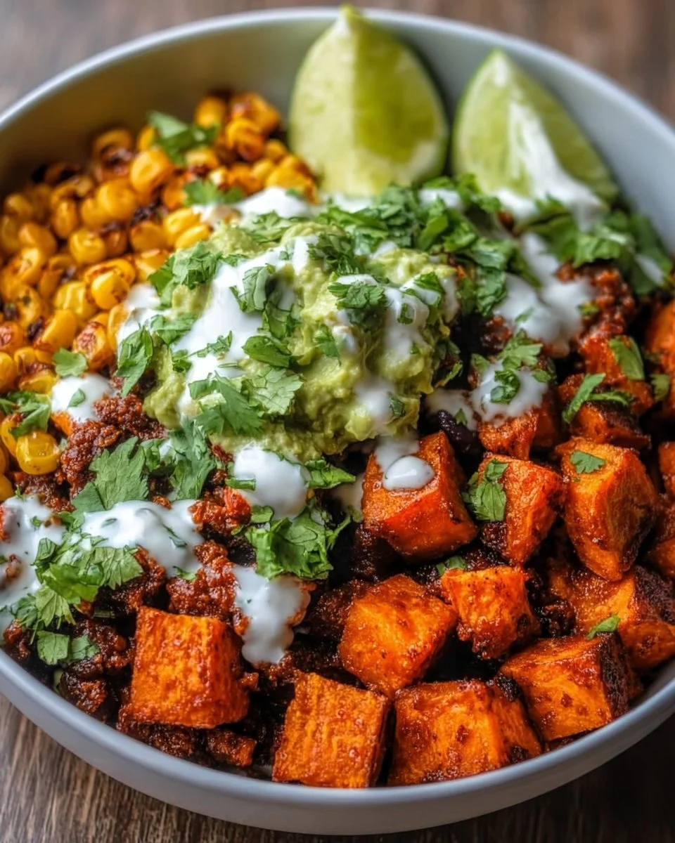 Healthy taco bowl with fresh ingredients and vibrant toppings