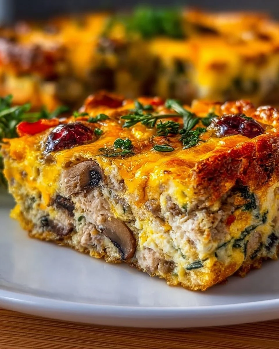 High protein breakfast casserole ready for meal prep and easy serving