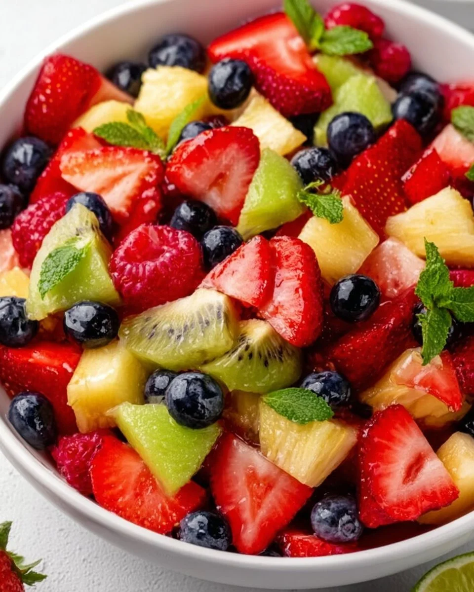 Delicious Honey Lime Fruit Salad with vibrant fruits and lime dressing