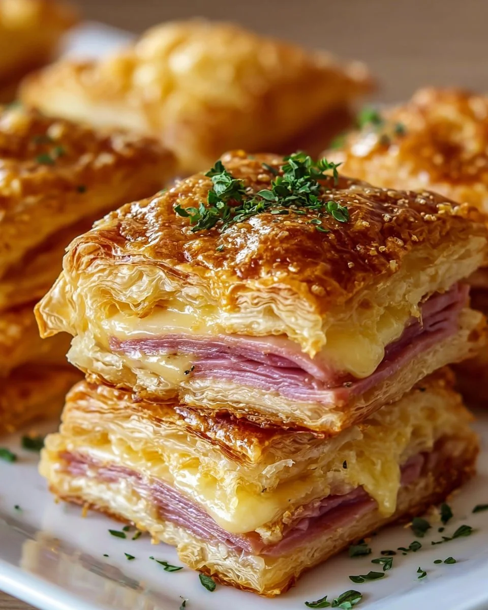 Crunchy ham and cheese puff pastry towers - torres de hojalde recipe