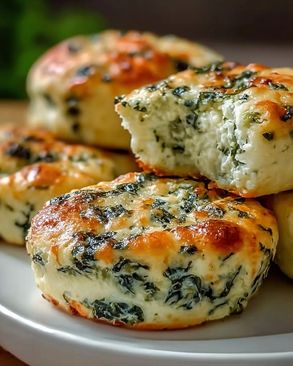 Delicious spinach cottage cheese bagels fresh out of the oven