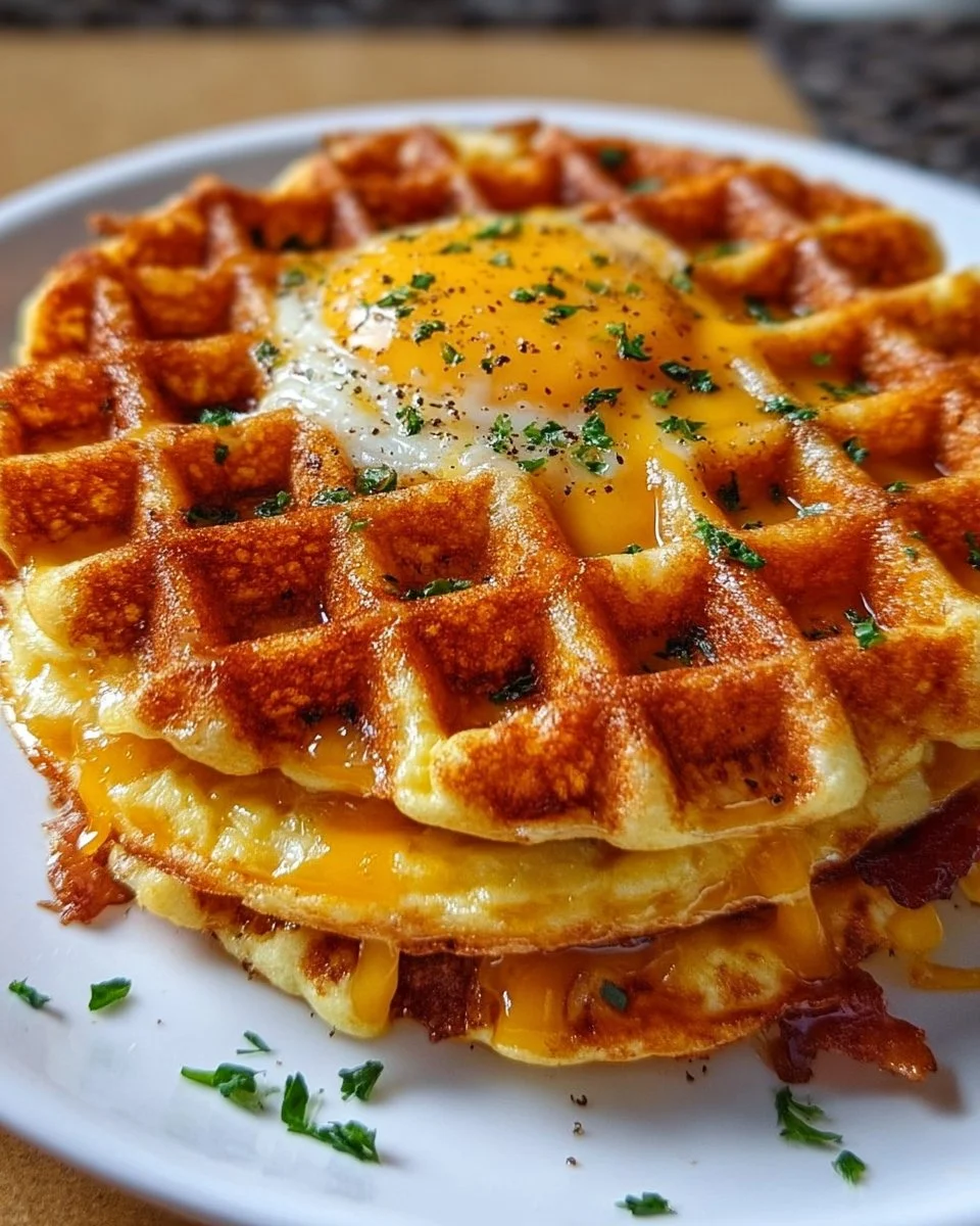Low carb egg and cheese chaffle served on a plate