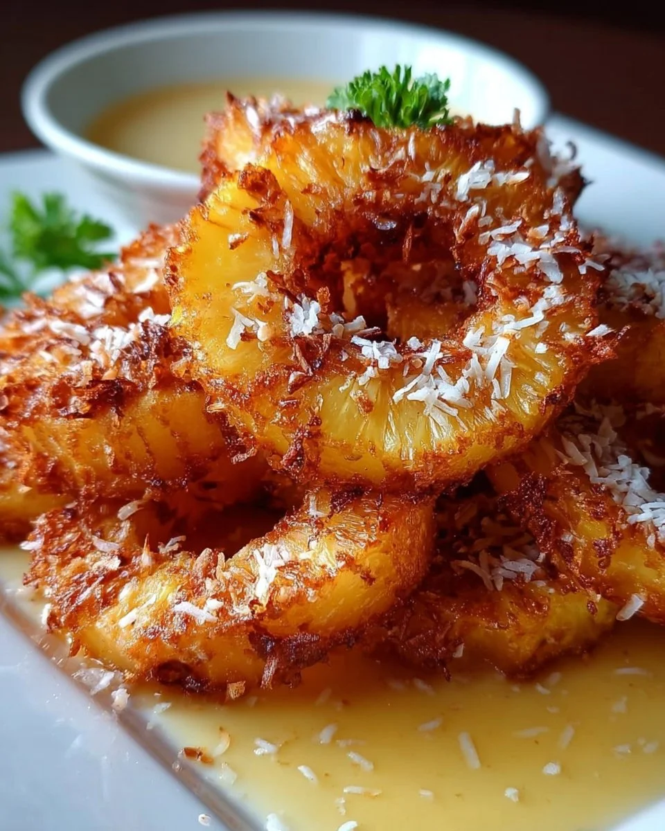 Delicious rum-soaked fried pineapple served on a plate