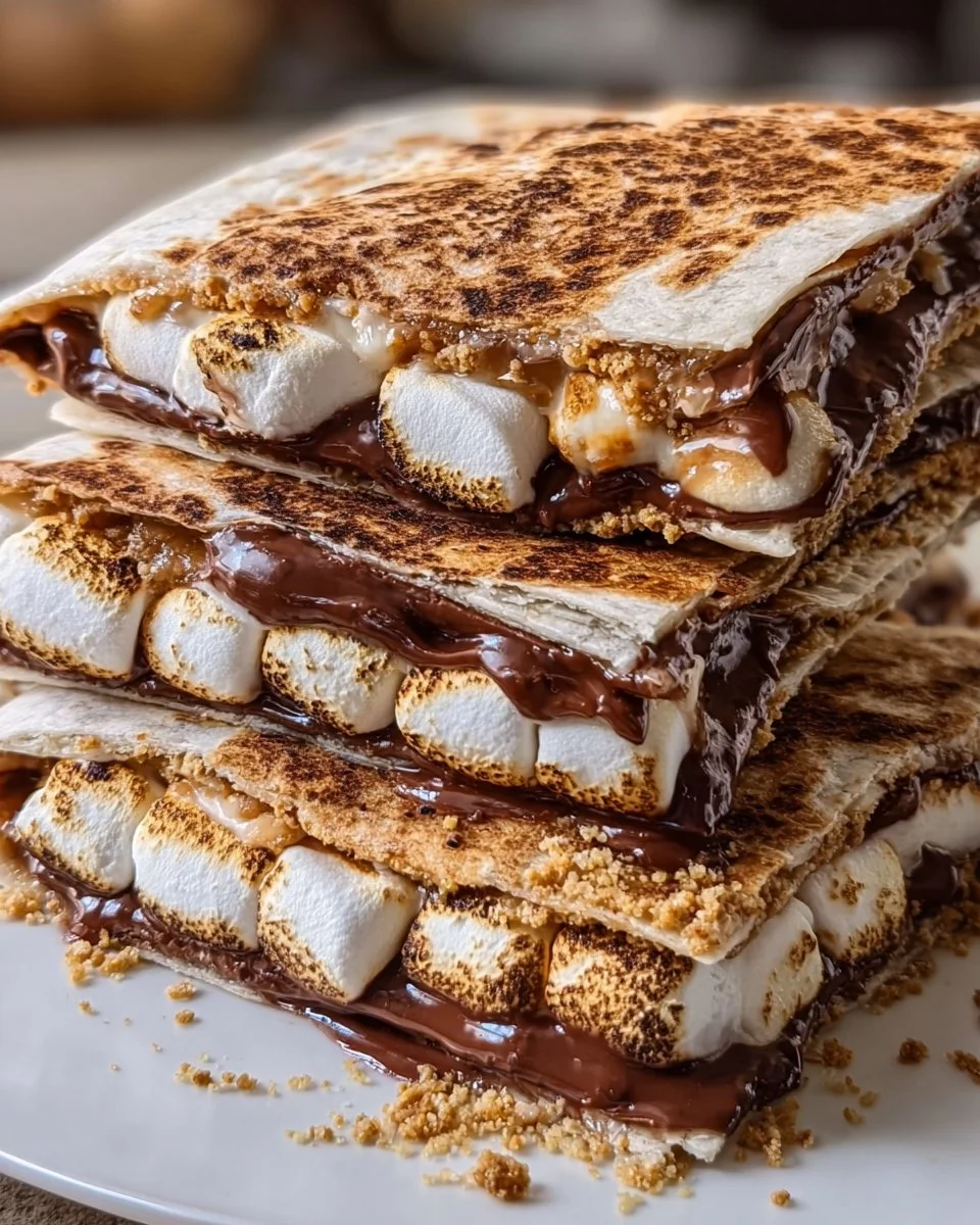 Delicious S'mores Crunchwrap filled with marshmallows, chocolate, and graham crackers