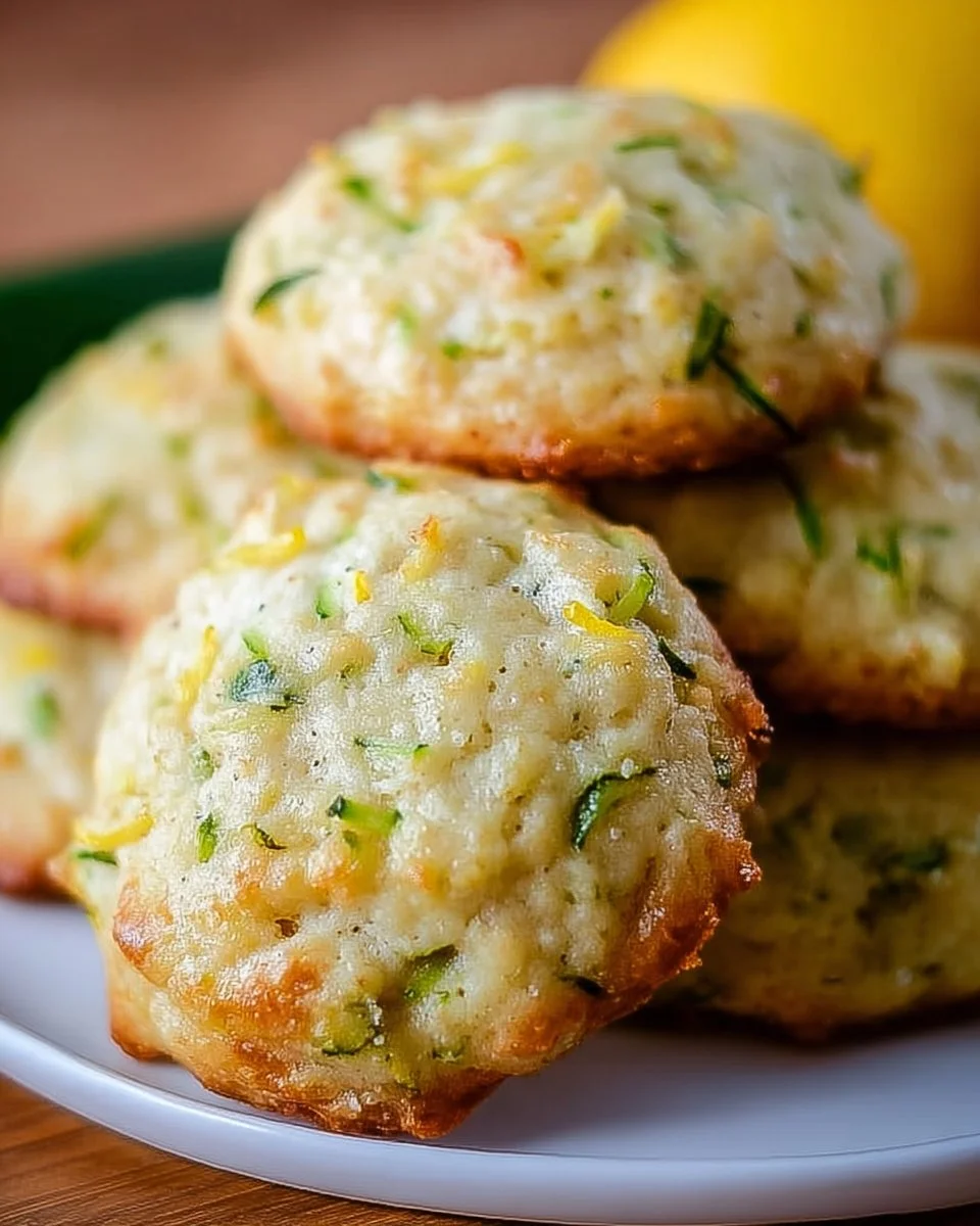 Soft-baked lemon zucchini cookies fresh out of the oven.