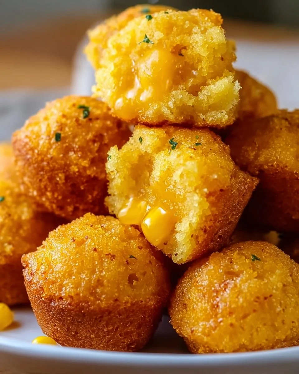 Southern-style honey butter cornbread poppers served on a plate