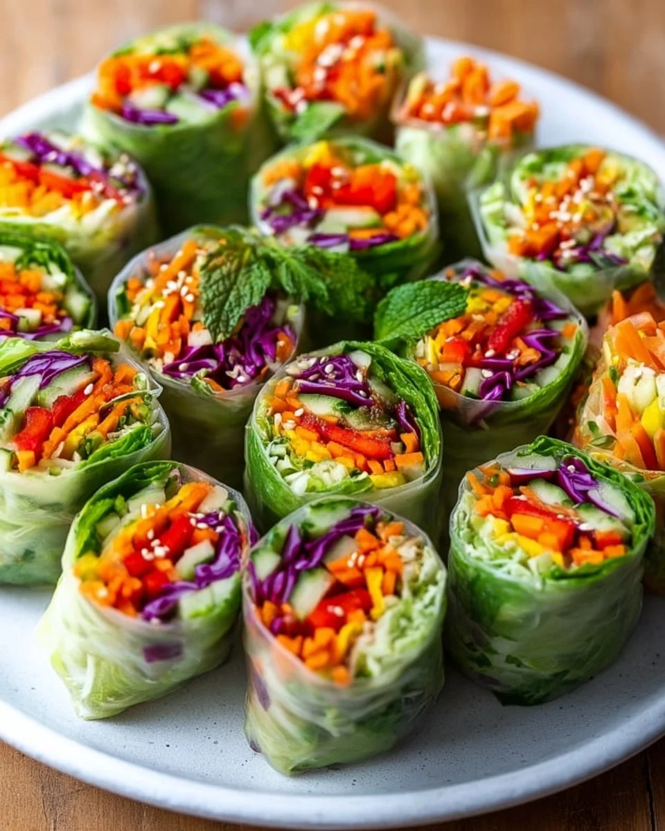 Crispy vegetable spring rolls filled with fresh vegetables and served with dipping sauce.