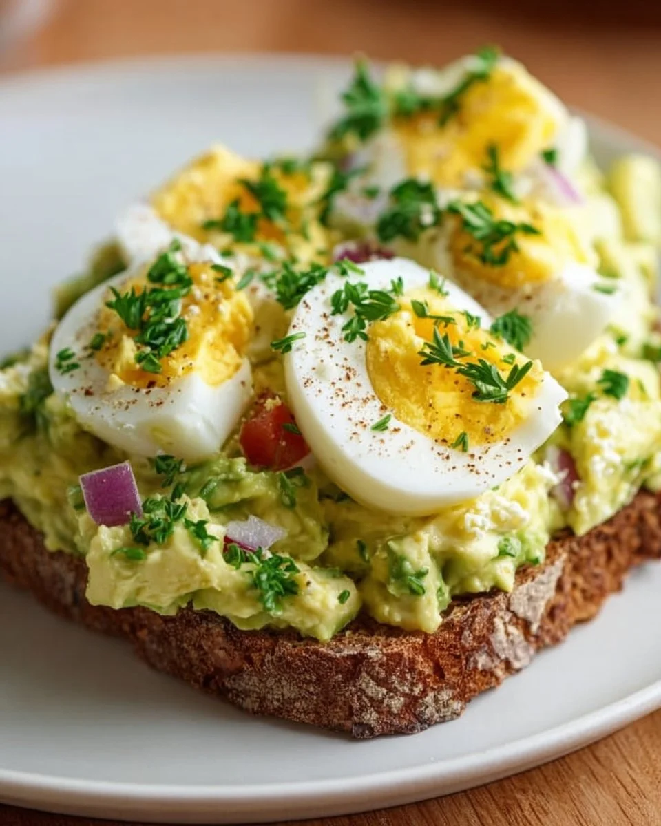 Zesty avocado egg salad with fresh ingredients in a bowl