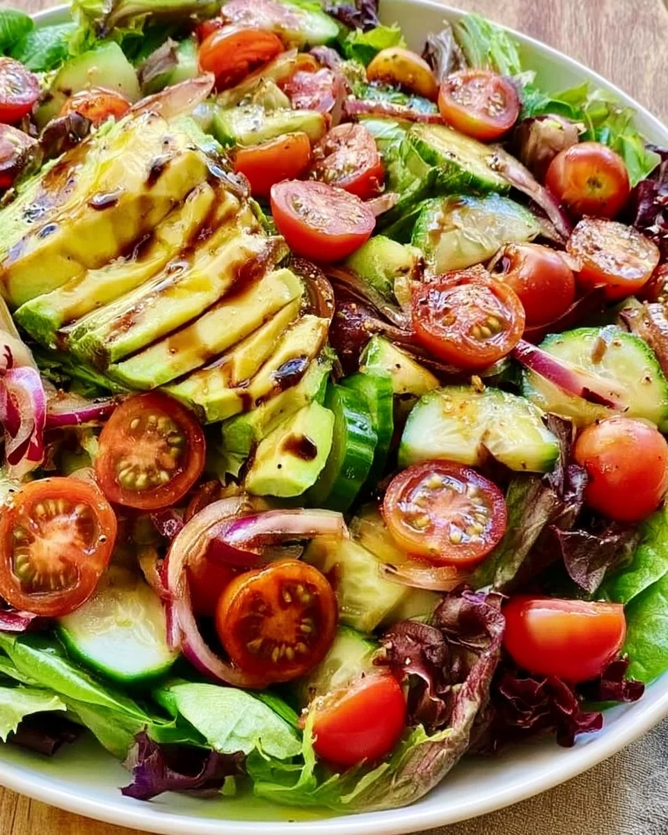 Colorful bowl of salad featuring fresh vegetables and ingredients for a quick recipe