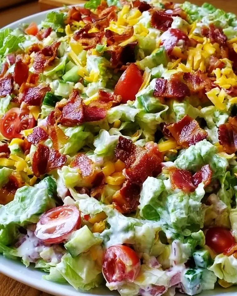 Easy Bacon Ranch Chopped Salad with crispy bacon and fresh vegetables