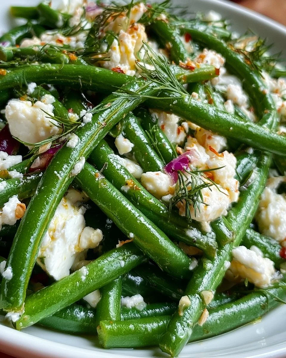 Fresh Green Bean and Feta Salad with vibrant vegetables