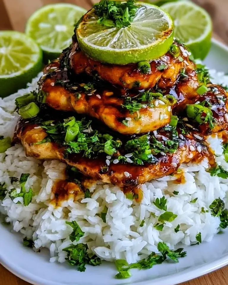 Honey lime chicken served with rice, a healthy and delicious meal option