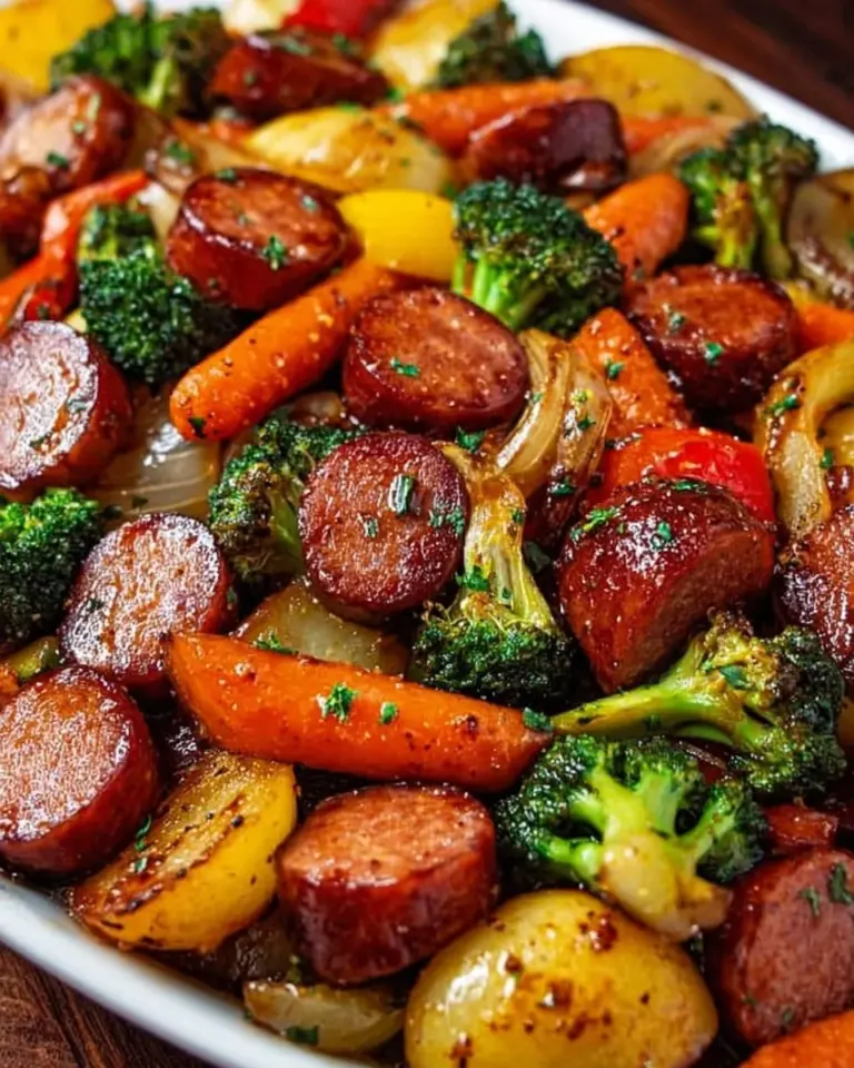 One-Pan Honey Garlic Kielbasa with vibrant vegetables