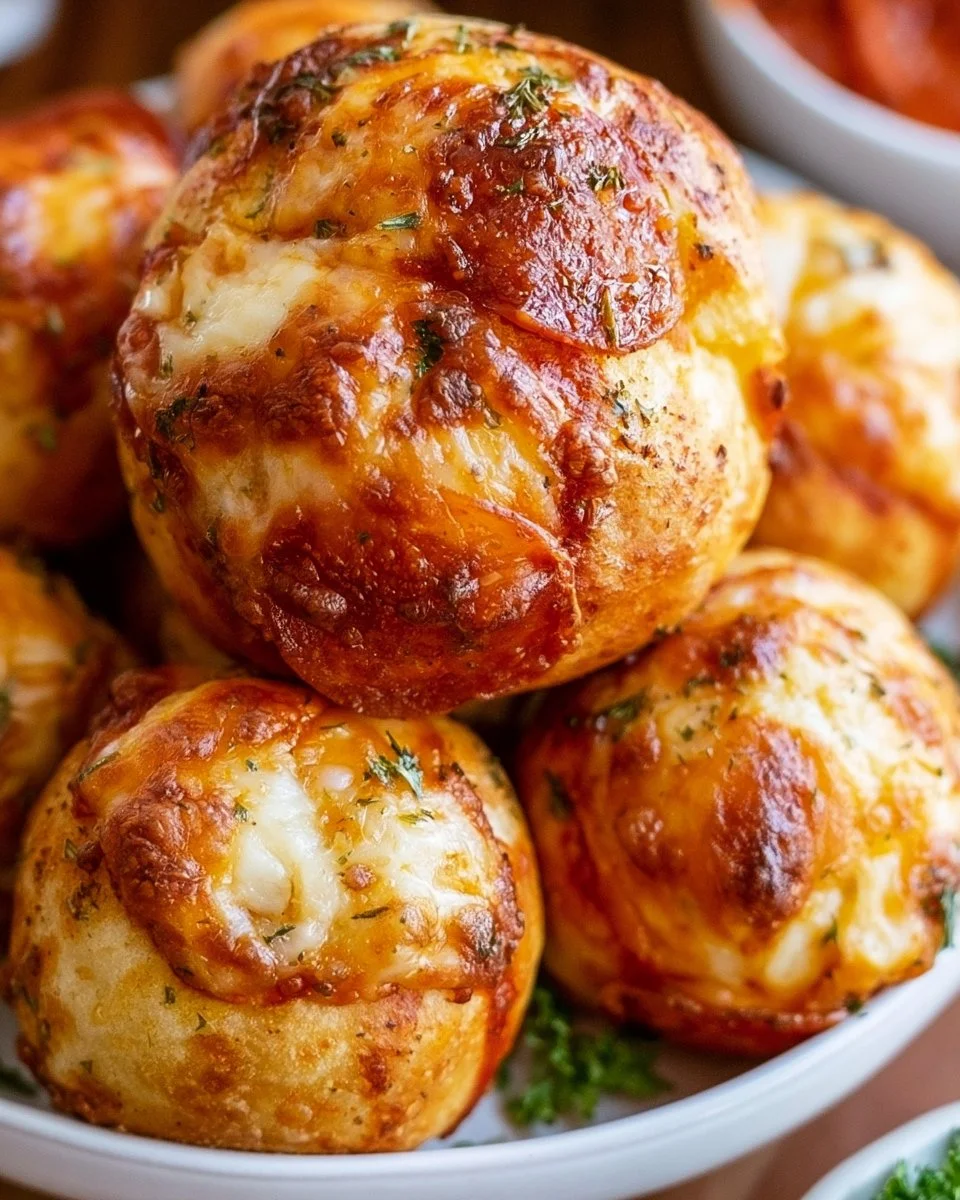 Delicious air fryer pizza bombs filled with cheese and pepperoni