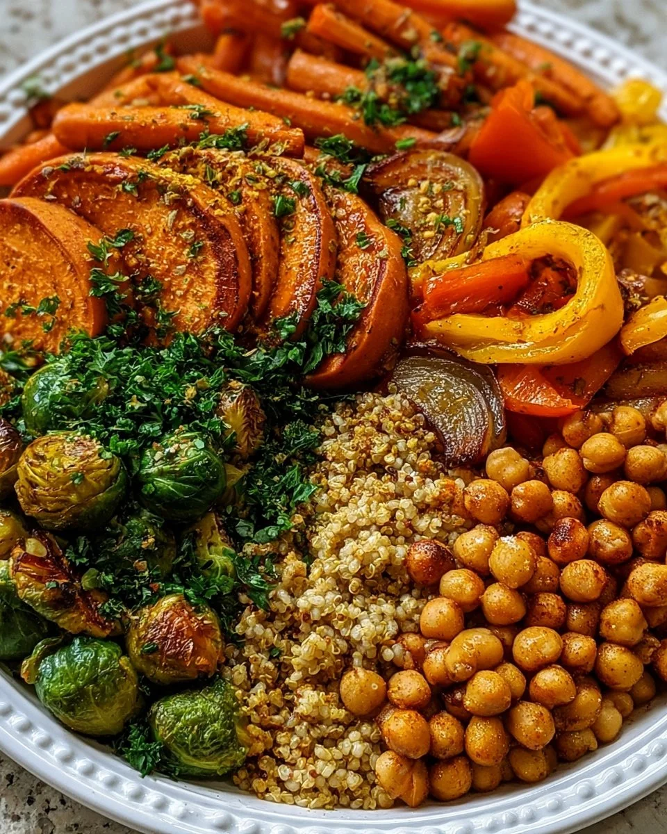 A vibrant Anti-Inflammatory Harvest Glow Bowl filled with fresh vegetables and grains.