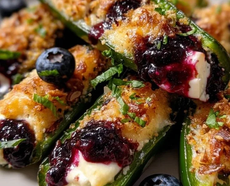 Delicious Blueberry Brie Poppers with jalapeños, perfect for appetizers.