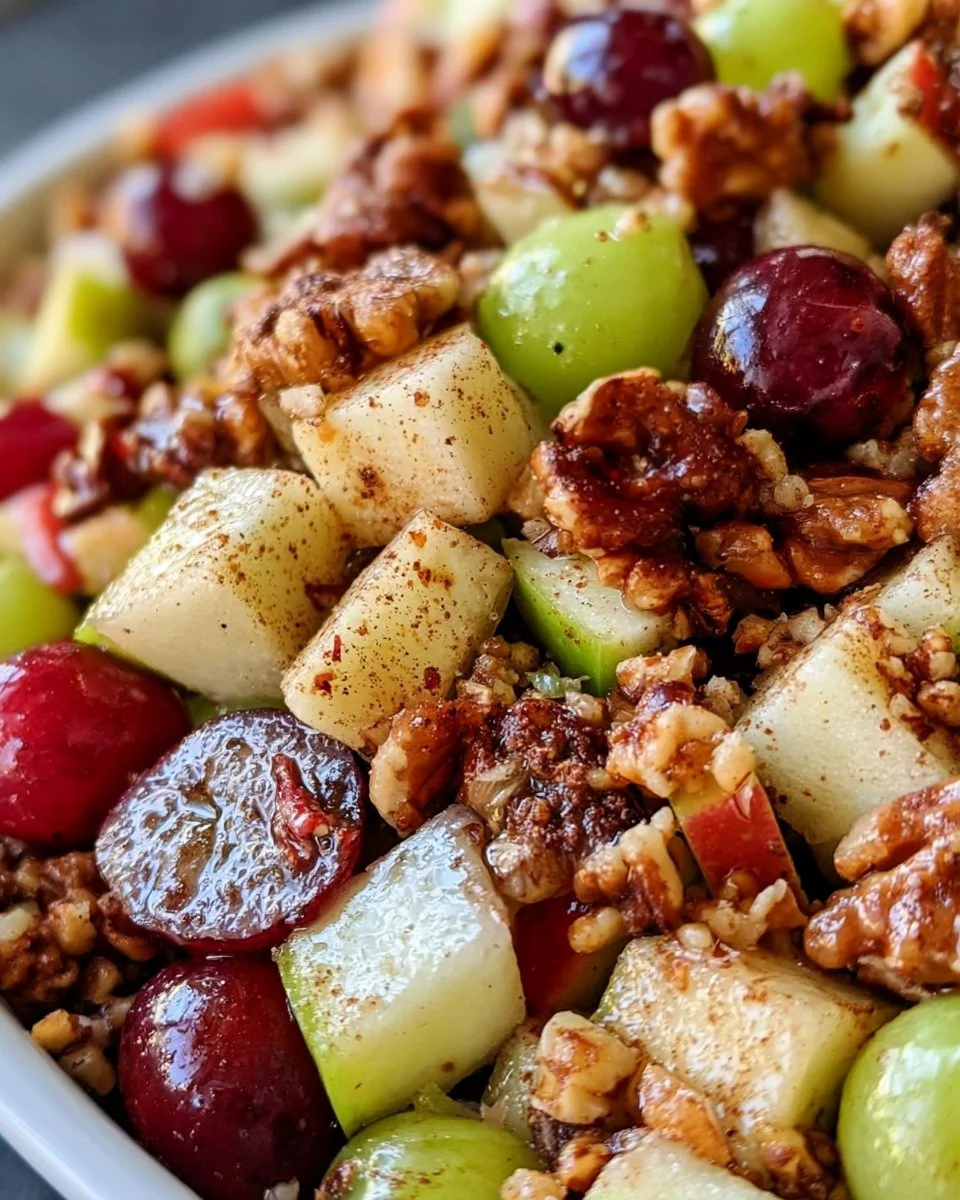 Cinnamon Apple Grape Salad with fresh apples, grapes, and a sprinkle of cinnamon