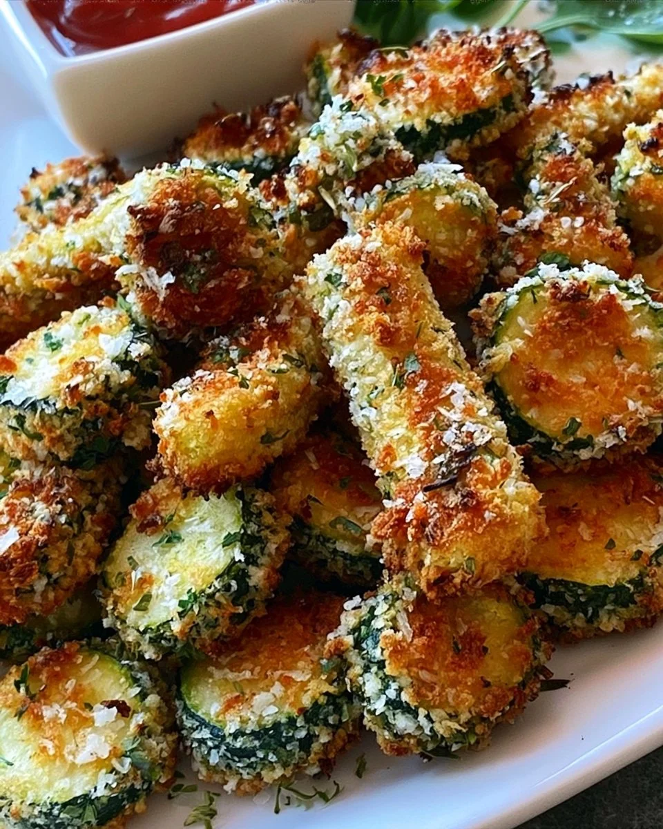 Breaded baked zucchini with Parmesan, a comfort food favorite for cozy nights.
