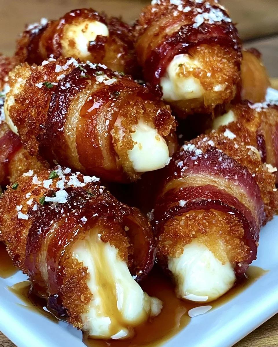 Crispy bacon mozzarella poppers served as a delicious appetizer
