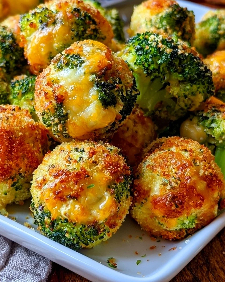 Crunchy baked broccoli cheese bites ready for serving as a healthy snack